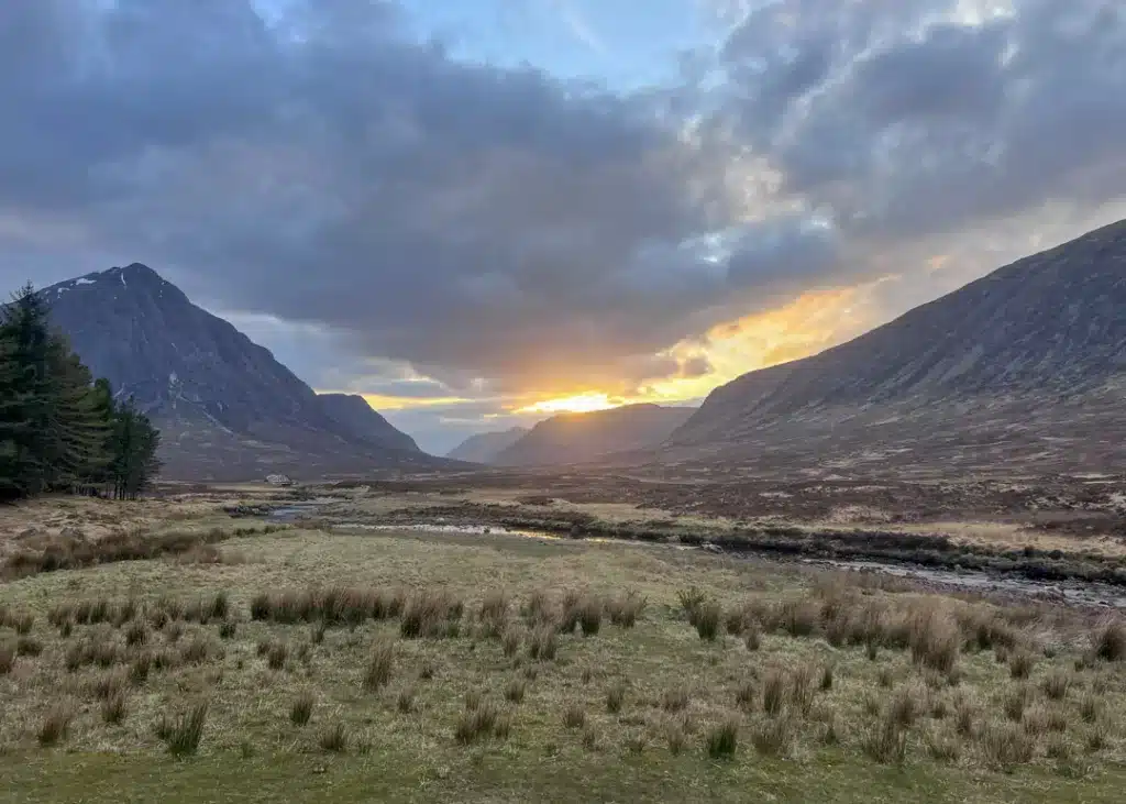 Sunset from Kingshouse Hotel in Scotland