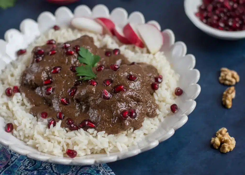 Chicken with walnuts and pomegranates